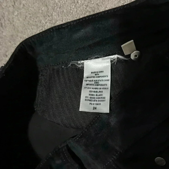 Alice and Olivia Black Velvet Skinny Jeans High Rise Sz 24 Designer Trendy Women - Picture 6 of 11